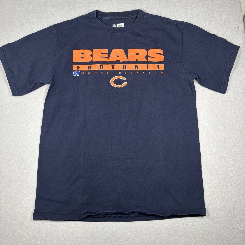 Chicago Bears T-Shirt Mens M Navy Blue Logo Spell Out NFL Team Apparel Football‎